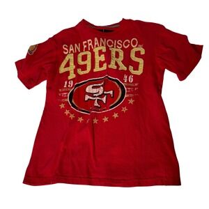 NFL Team Apparel San Francisco 49ers Red Graphic T-Shirt Mens Medium Distressed